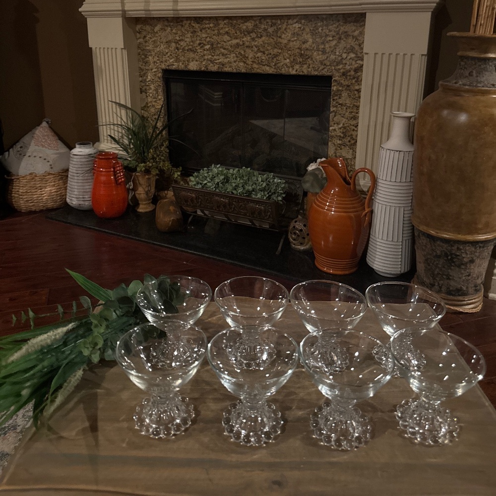 Set of 8 Anchor ⚓️ Hocking Berwick Boopie Clear Champagne/Sherbet 3.5”
